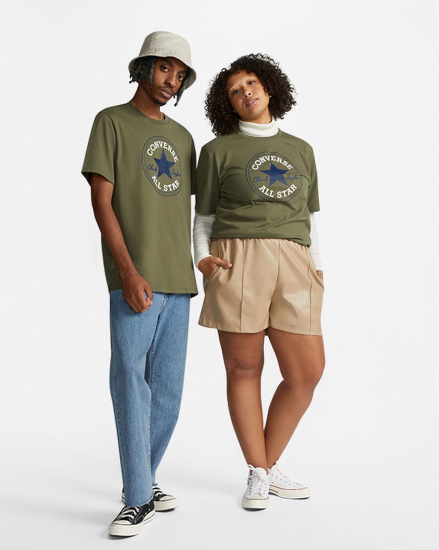 Women's Converse Go-To All Star Patch Standard Fit T-Shirts Olive | AU 39E68Q